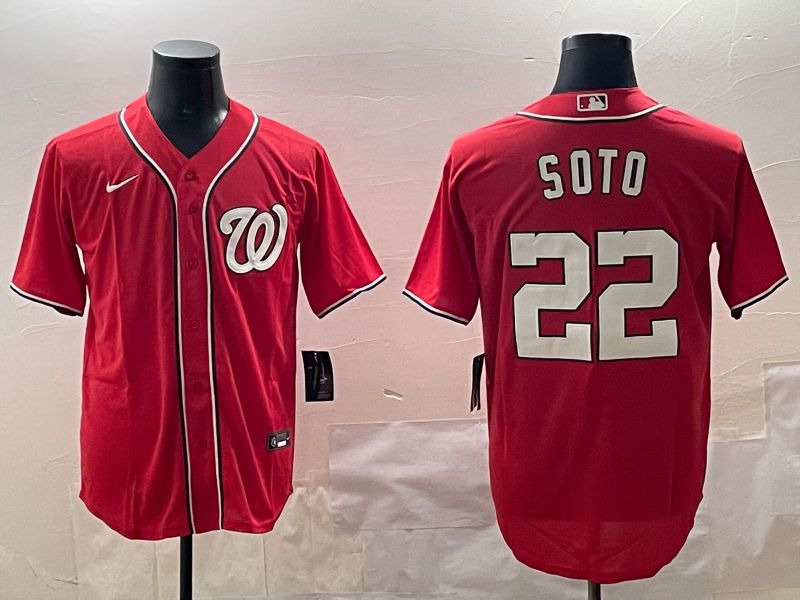 Men Washington Nationals #22 Soto Red Game 2025 Nike MLB Jersey style 1